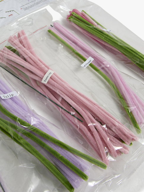 Fippla DIY-setti Kukkakimppu + Piipunrassit 18 Osaa, Vaaleanpunainen