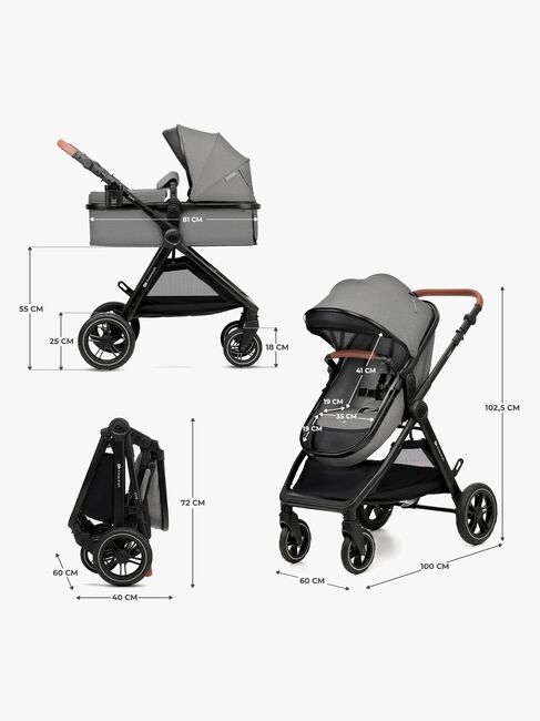 Kinderkraft ESME 2-in-1 Yhdistelmävaunut, Moonlight Grey