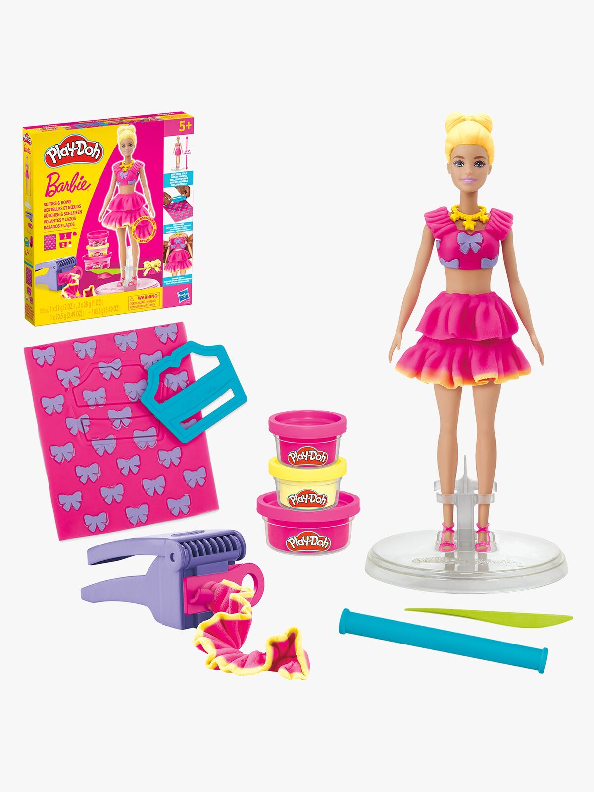 Play-Doh Barbie Muovailuvaha + Nukke Röyhelöt & Rusetit