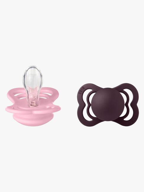 BIBS Supreme Tutti 2-pack Silikoni Koko 1 Symmetrinen, Baby Pink/Plum