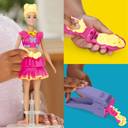 Play-Doh Barbie Muovailuvaha + Nukke Röyhelöt & Rusetit