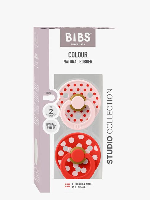 BIBS Studio Colour Polka Tutti 2-pack Lateksi Koko 2, Blossom/Candy Apple