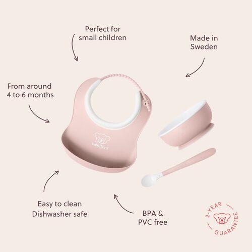 BabyBjörn Kolmiosainen Ruokailusetti, Vaaleanpunainen