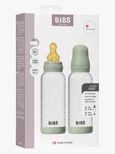 BIBS Medium Flow Lasi Tuttipullo Lateksi 2-pack 240 ml, Sage