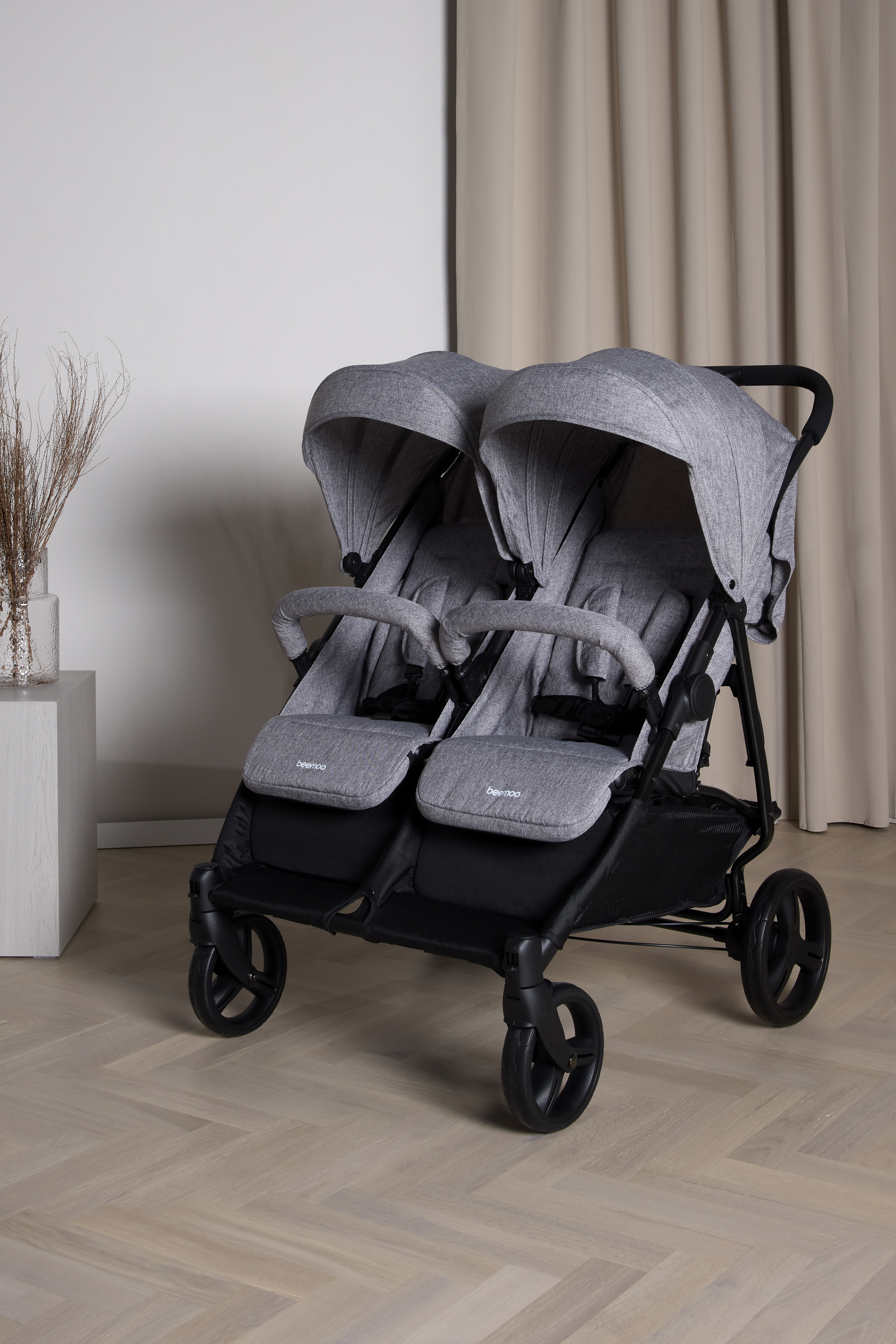 Beemoo Twin Shopper Sisarusrattaat, Grey Mélange