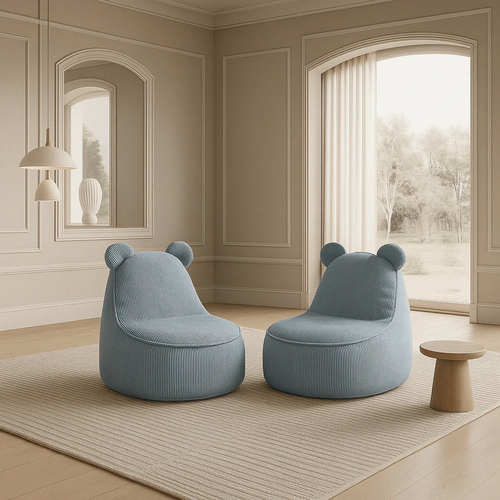 Meowbaby Slimcord Säkkituoli Teddy, Turquoise