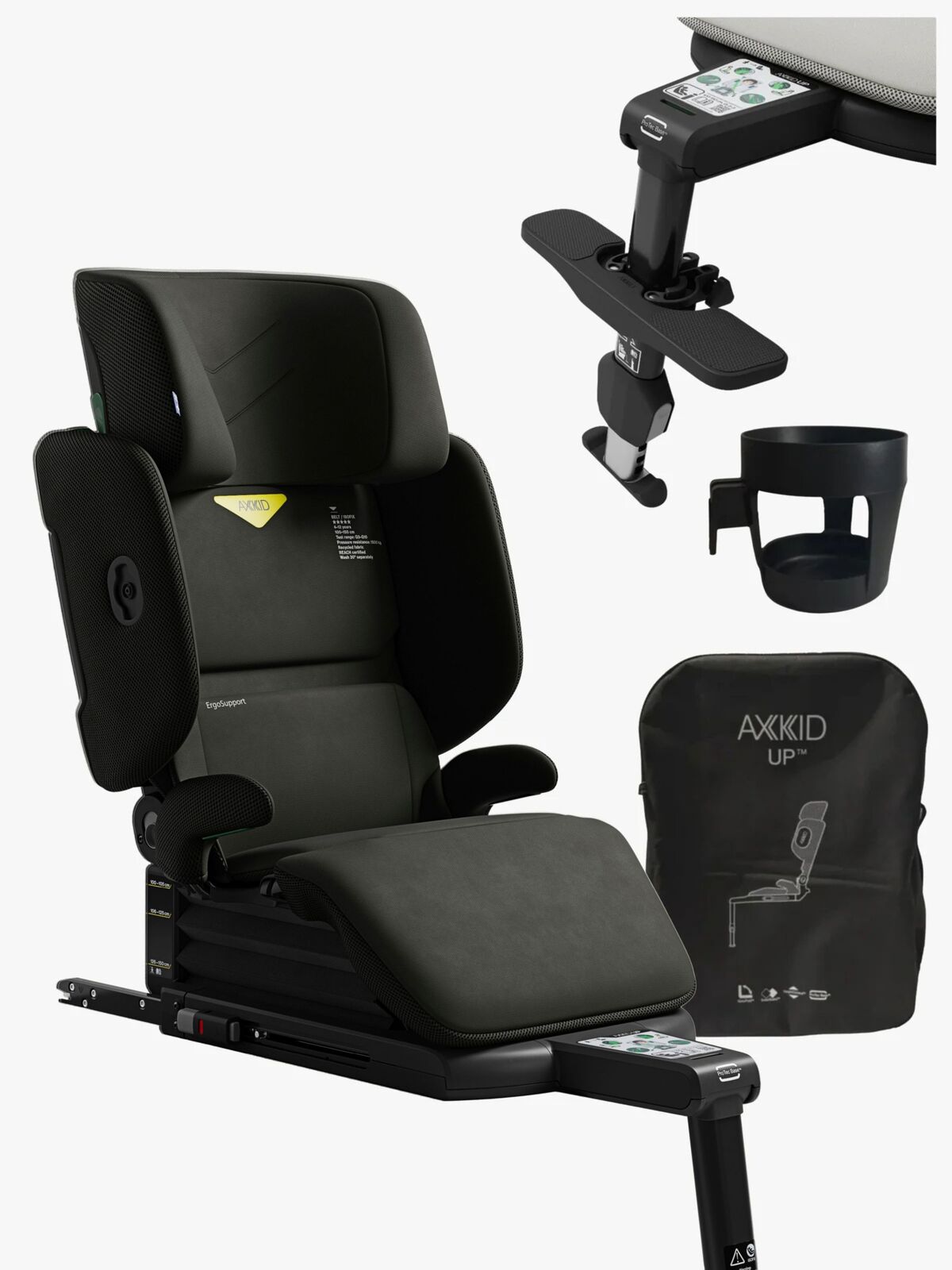 Axkid Up Turvavyöistuin + Lisätarvikkeet, Forest Moss Green