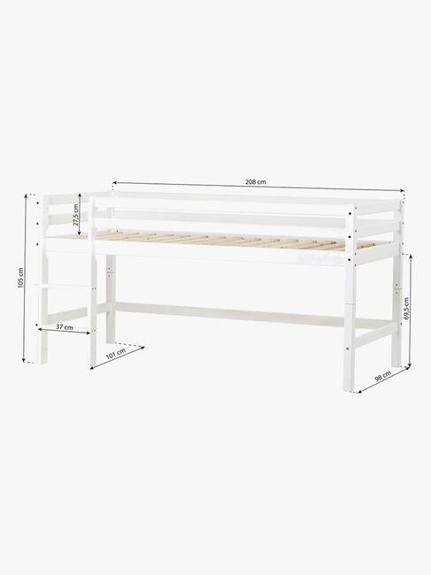Hoppekids Rakennusosa ECO Dream Puolikorkea Sänky 90x200, White