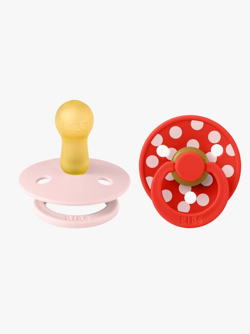BIBS Studio Colour Polka Tutti 2-pack Lateksi Koko 2, Blossom/Candy Apple