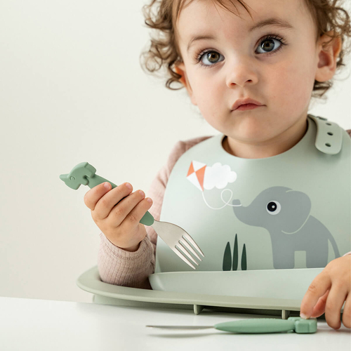 Done By Deer Playground Silikoni Ruokalappu, Green