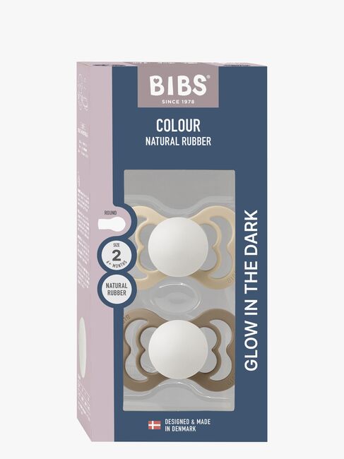BIBS Supreme Tutti 2-pack Silikoni Koko 2 Symmetrinen, Vanilla Glow/Dark Oak Glow
