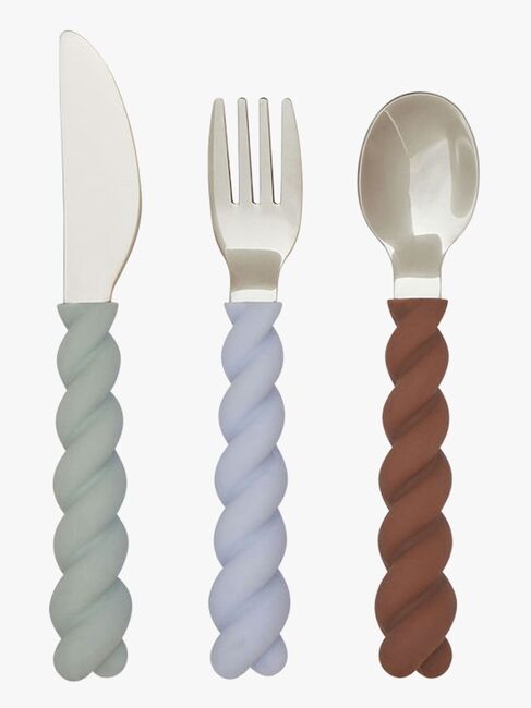 OYOY Mellow Aterimet 3-pack, Pale Mint/Choko/Ice Blue