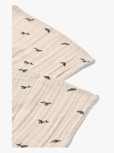LIEWOOD Lewis Musliiniviltti 2-pack, Mini Whale/Sandy