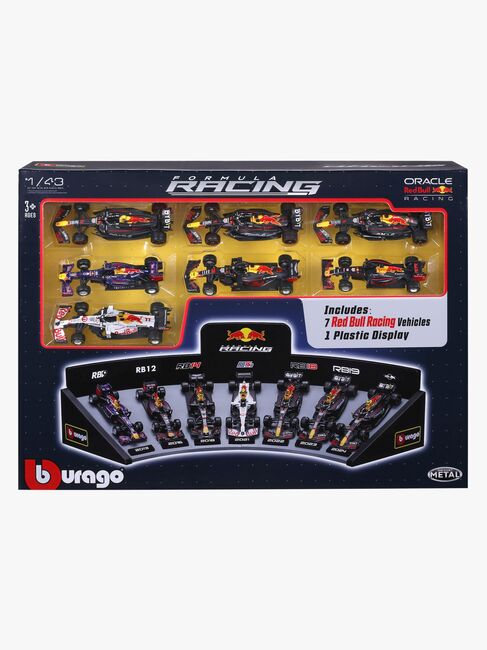 Bburago F1 Red Bull Deluxe Lahjapakkaus + Autot & Näyttö 1:43
