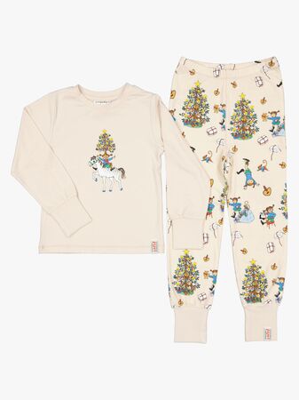 Geggamoja  Kaksiosainen Joulupyjama Peppi Pitkätossu, Beige