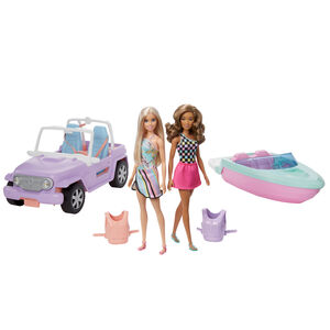 Barbie Nukkesetti Auto, Vene Ja Kaksi Nukkea