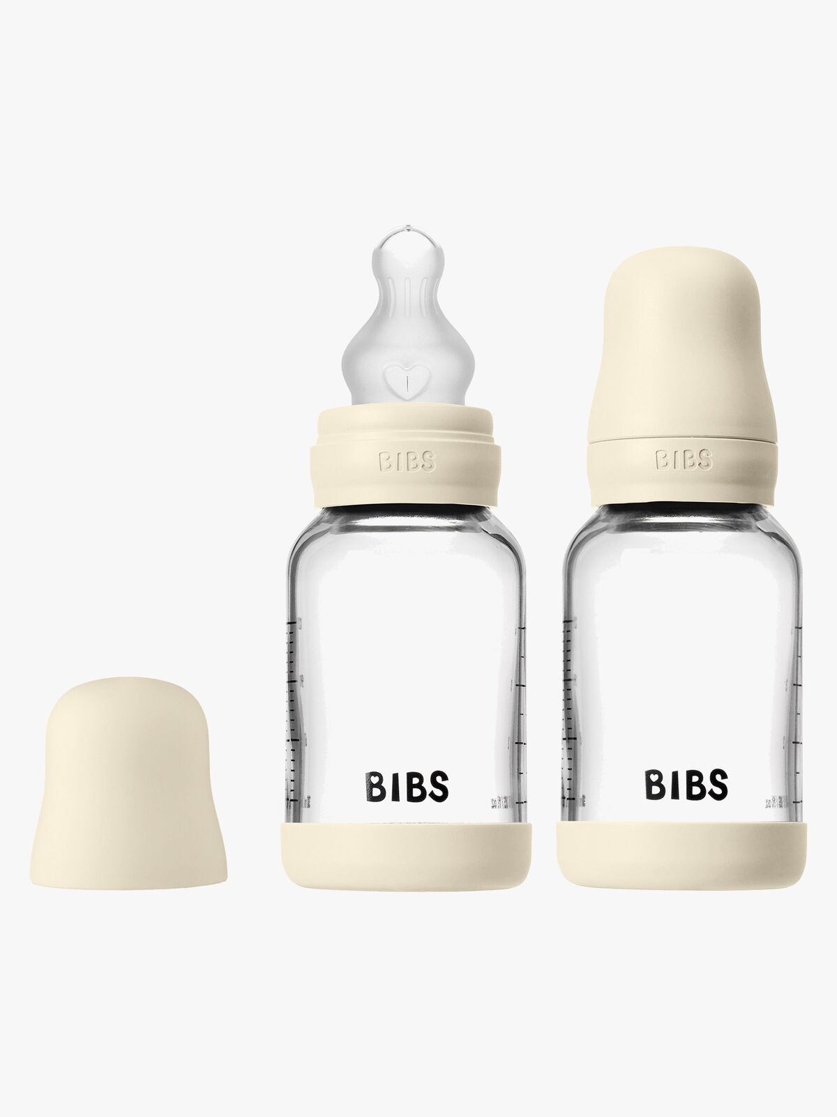 BIBS Slow Flow Lasi Tuttipullo Silikoni 2-pack 120 ml, Ivory