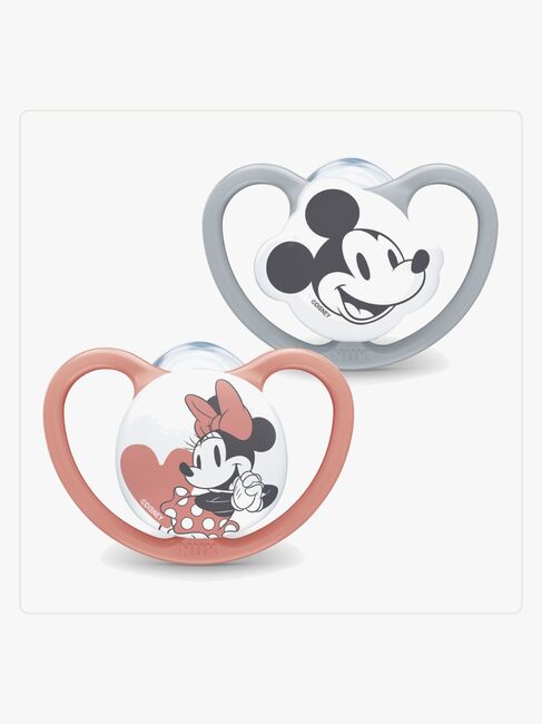 NUK Space Mikki Hiiri Tutti 2-pack Silikoni Koko 2, Red/Grey