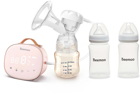 Beemoo Care Single Sähkökäyttöinen Rintapumppu + Äidinmaitopullot 240 ml 2-pack
