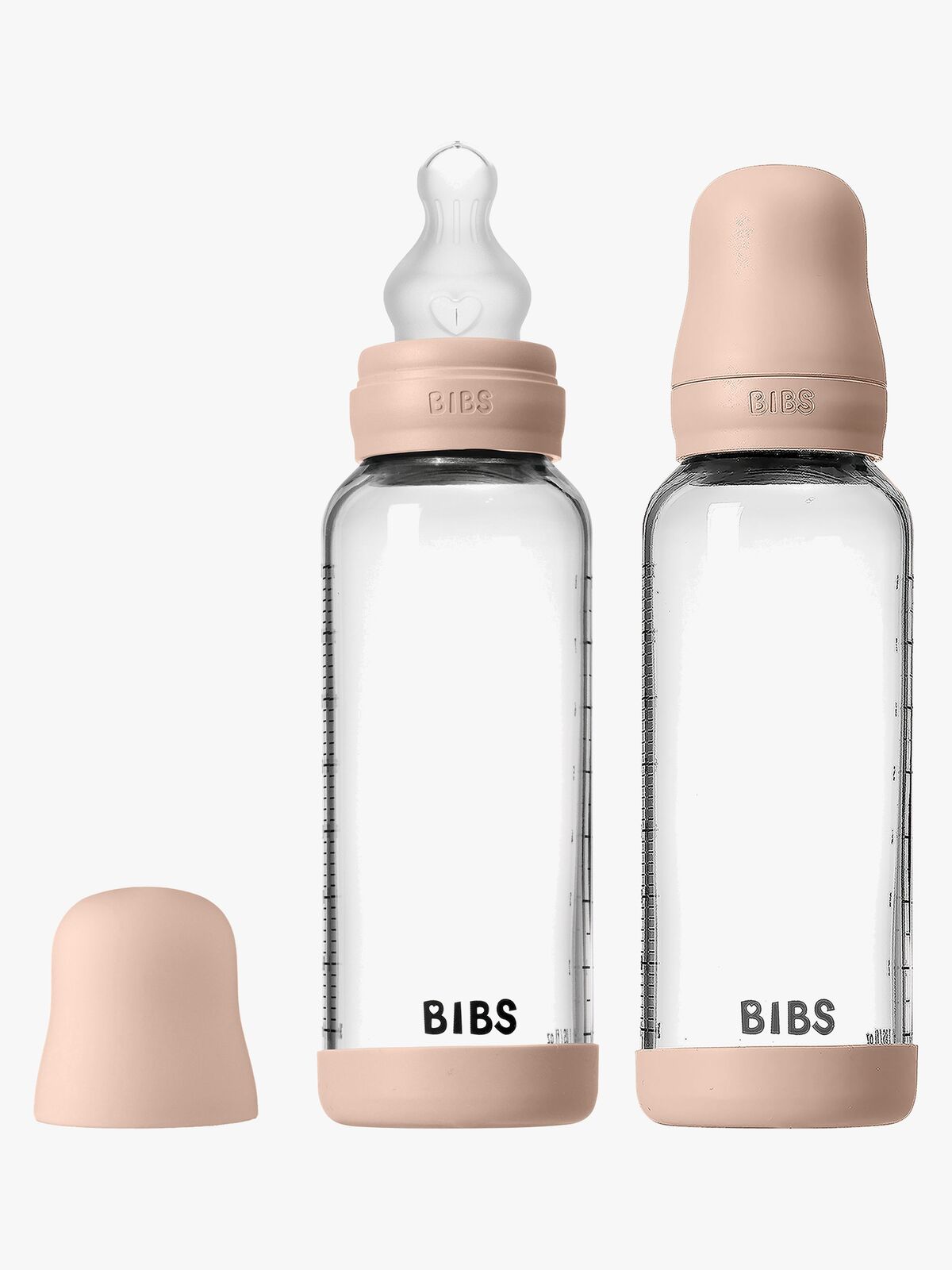BIBS Medium Flow Lasi Tuttipullo Silikoni 2-pack 240 ml, Blush