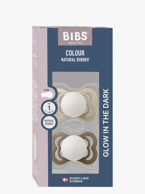 BIBS Supreme Tutti 2-pack Silikoni Koko 1 Symmetrinen, Vanilla Glow/Dark Oak Glow