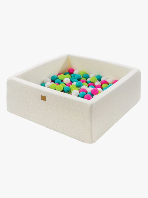 MeowBaby Boucle Square Pallomeri, White/Lime Green/Dark Pink/Turquoise