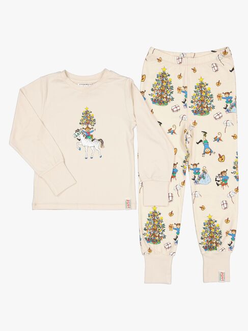 Geggamoja  Kaksiosainen Joulupyjama Peppi Pitkätossu, Beige