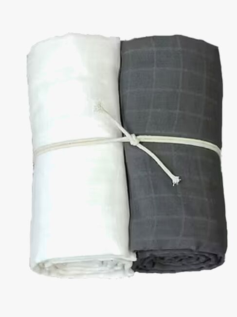 Mini Dreams Musliiniviltti 2-pack, Valkoinen/Harmaa