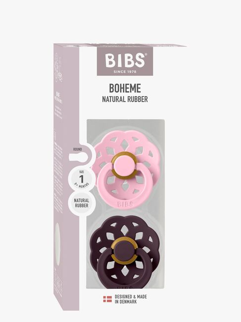 BIBS Boheme Tutti 2-pack Lateksi Koko 1 Pyöreä, Baby Pink/Plum