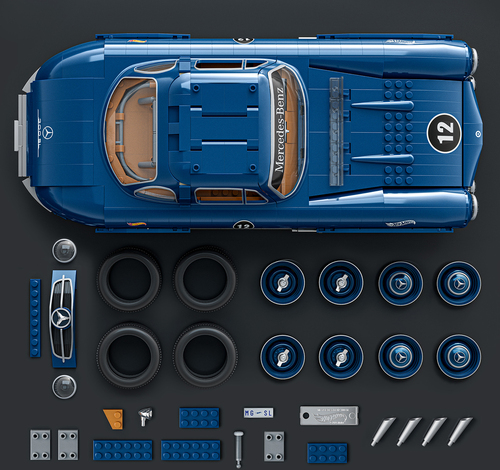 Mattel Brick Shop Hot Wheels Premium Series Rakennussarja Mercedes-Benz 300 SL 1600 Osaa