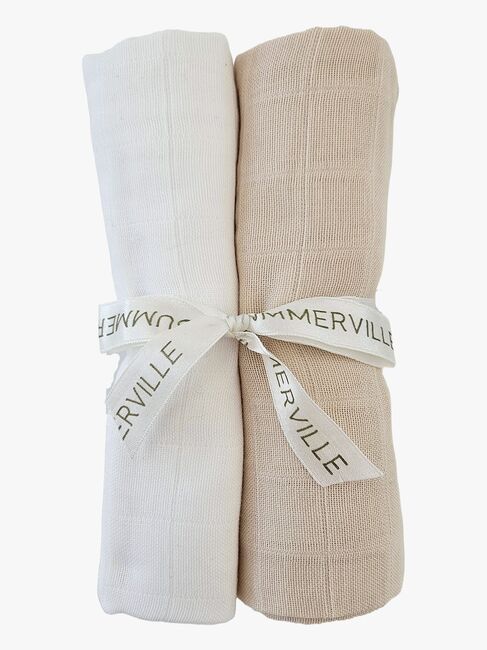 Summerville Organic Musliiniviltti 2-pack, Sandshell/White