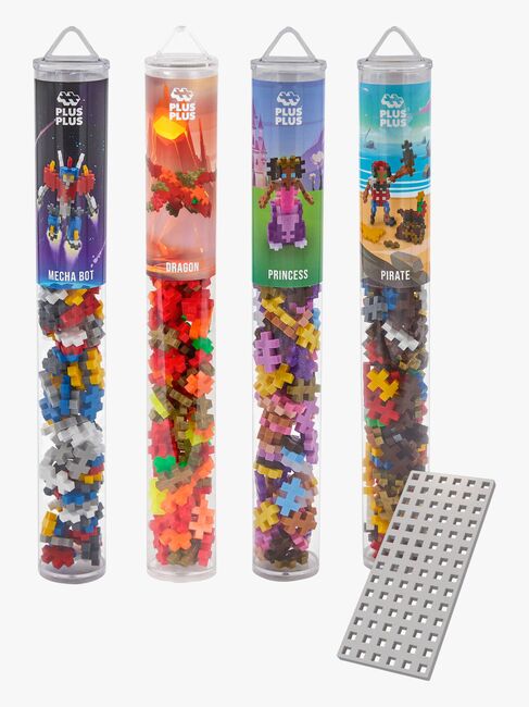 Plus-Plus Rakennussarja + Pohjalevy & Tuubi Siistit Hahmot 4x100 Osaa