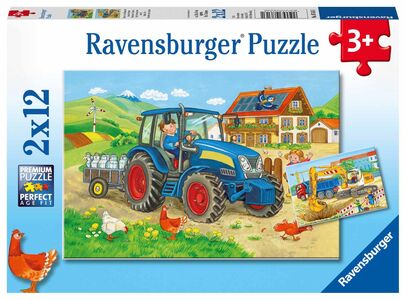 Ravensburger Palapeli Traktori ja Kaivinkone 2 x 12 Osaa