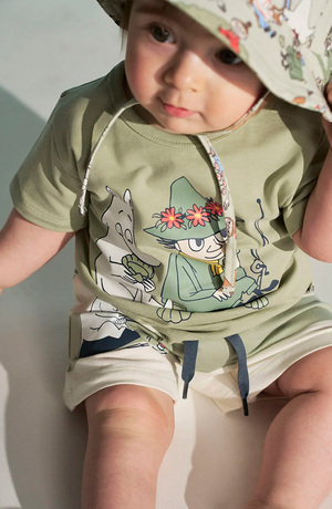 Muumi By Martinex Lomapäivä Shortsit Setti, Vihreä/Valkoinen