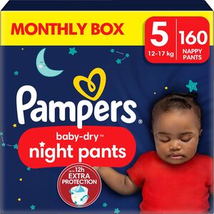 Pampers Baby Dry Night Pants Vaippa Koko 5 12–17 kg 160-pack