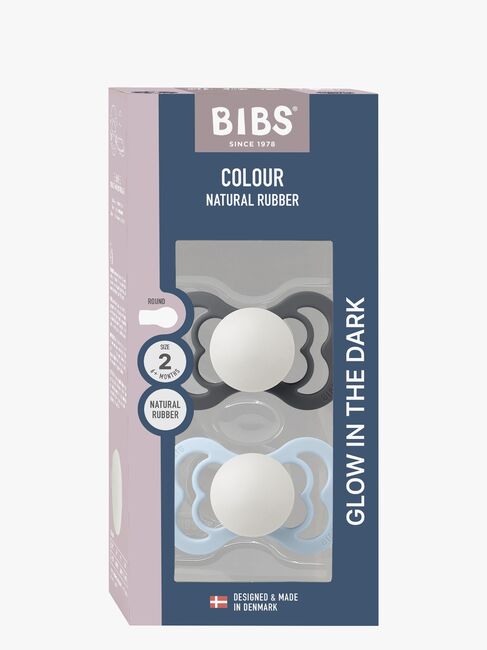 BIBS Supreme Tutti 2-pack Silikoni Koko 2 Symmetrinen, Iron Glow/Baby Blue Glow