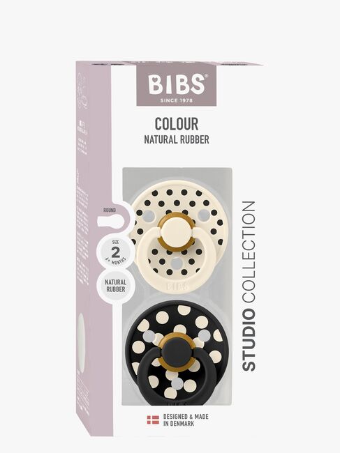 BIBS Studio Colour Polka Tutti 2-pack Lateksi Koko 2, Ivory/Black