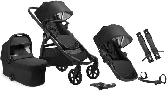 Baby Jogger City Select 2 Tencel Yhdistelmävaunut + Sisarusistuin, Lunar Black