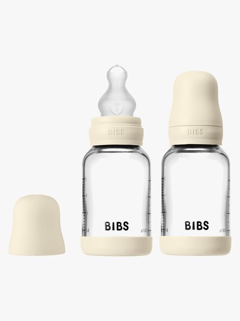 BIBS Slow Flow Lasi Tuttipullo Silikoni 2-pack 120 ml, Ivory