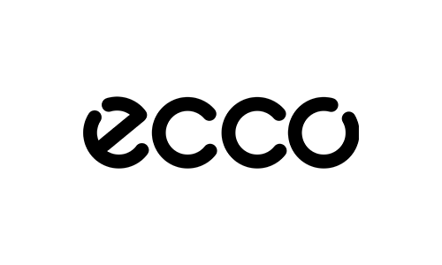 Ecco-logo mustalla tekstillä.