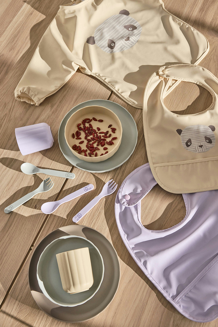 OYOY Lun Lun Panda Ruokalappu 2-pack, Vanilla/Lavender