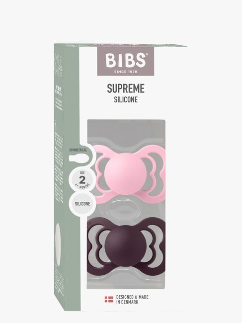 BIBS Supreme Tutti 2-pack Silikoni Koko 2 Symmetrinen, Baby Pink/Plum