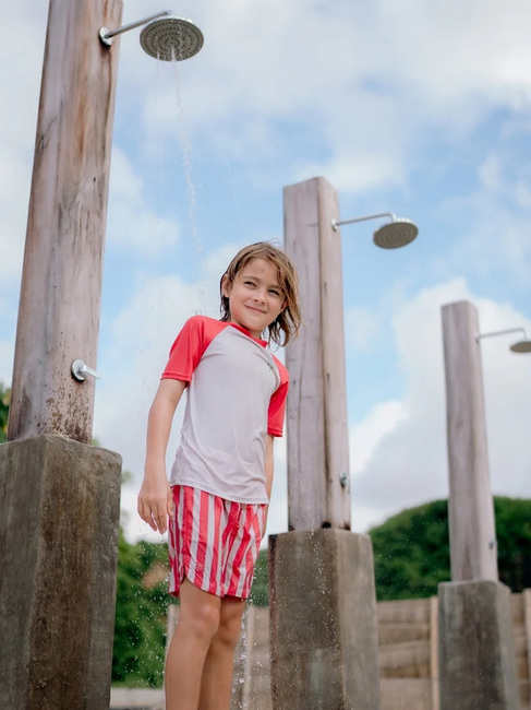 Swim Essentials Uimashortsit, Lobster Stripe Beige/Red