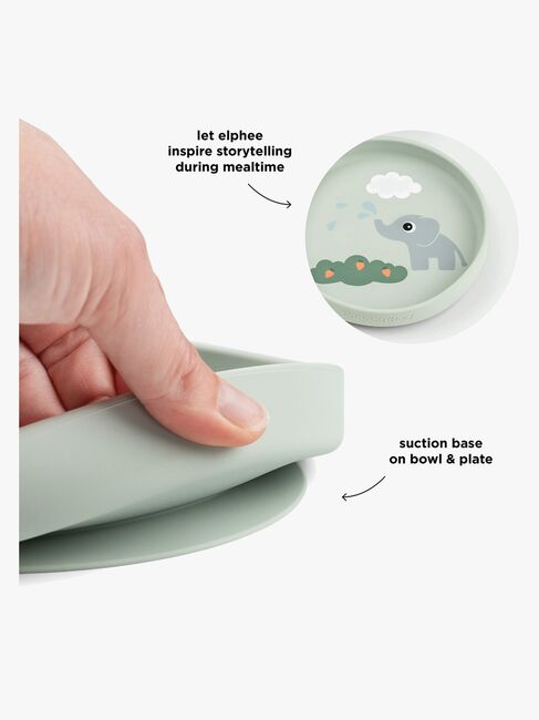 Done By Deer Elphee Silikoni Ruokailusetti Stick & Stay, Green