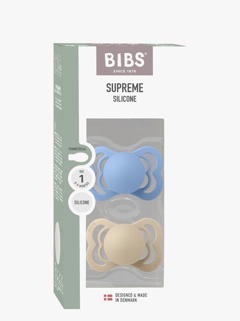 BIBS Supreme Tutti 2-pack Silikoni Koko 1 Symmetrinen, Vanilla/Sky Blue