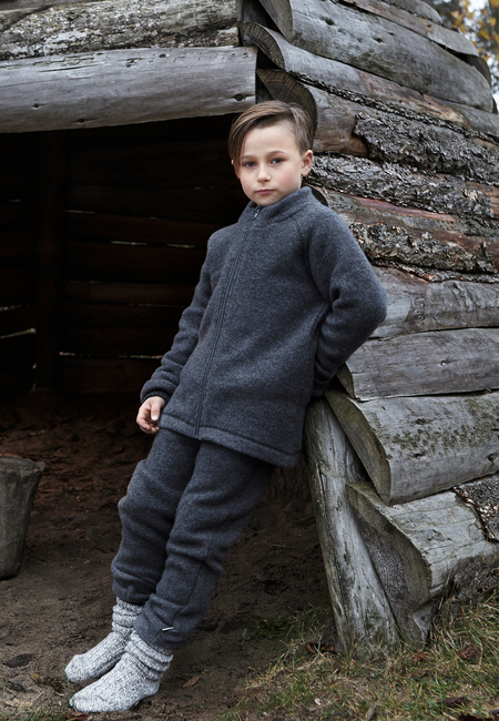 Mikk-Line Vauvan Fleecehousut Merinovilla, Anthracite Melange