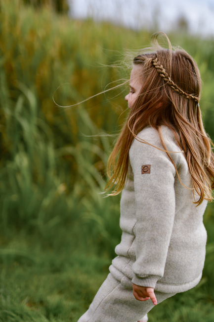 Mikk-Line Fleecetakki Merinovilla, Melange Offwhite