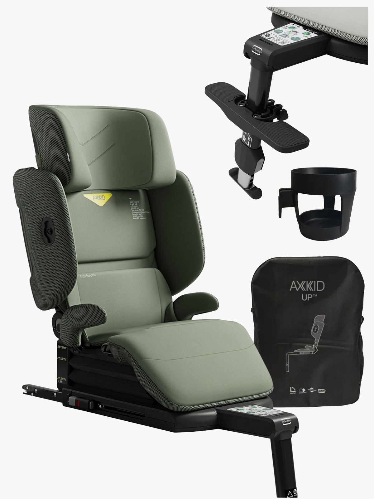 Axkid Up Turvavyöistuin + Lisätarvikkeet, Nordic Bloom Green