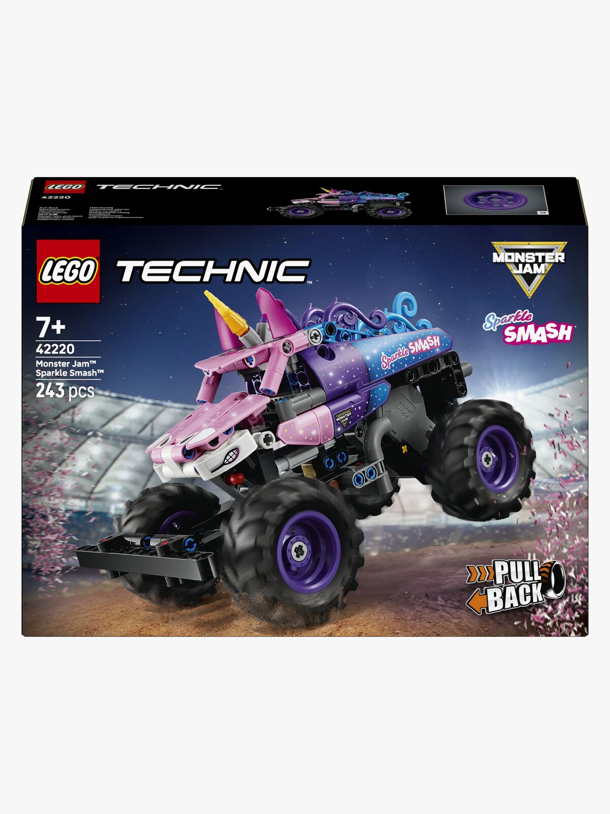 LEGO Technic 42220 Monster Jam™ Sparkle Smash™ vetomoottorilla