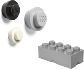 LEGO Säilytyslaatikko ja Seinäkoukku 3-pack Harmaa/Musta/Valkoinen